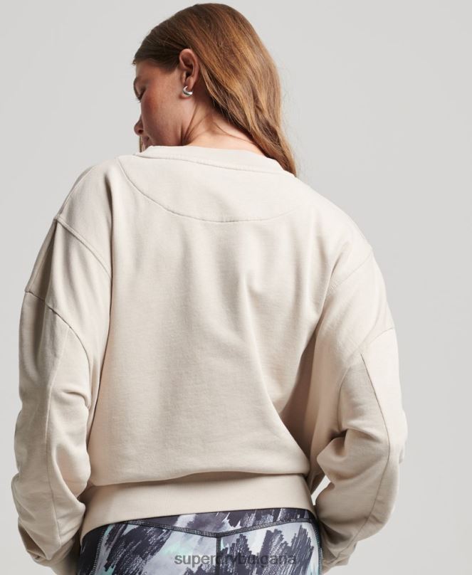 Superdry облекло N00H5924 бежово Жени органичен памук flex batwing crew суичър