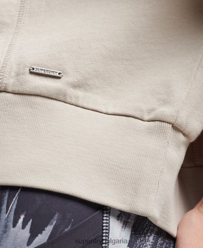 Superdry облекло N00H5924 бежово Жени органичен памук flex batwing crew суичър
