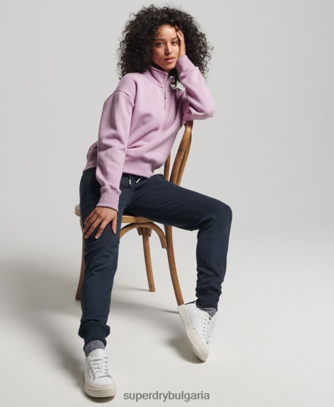 Superdry облекло N00H5926 лилаво Жени органичен памук ретро лого henley суичър