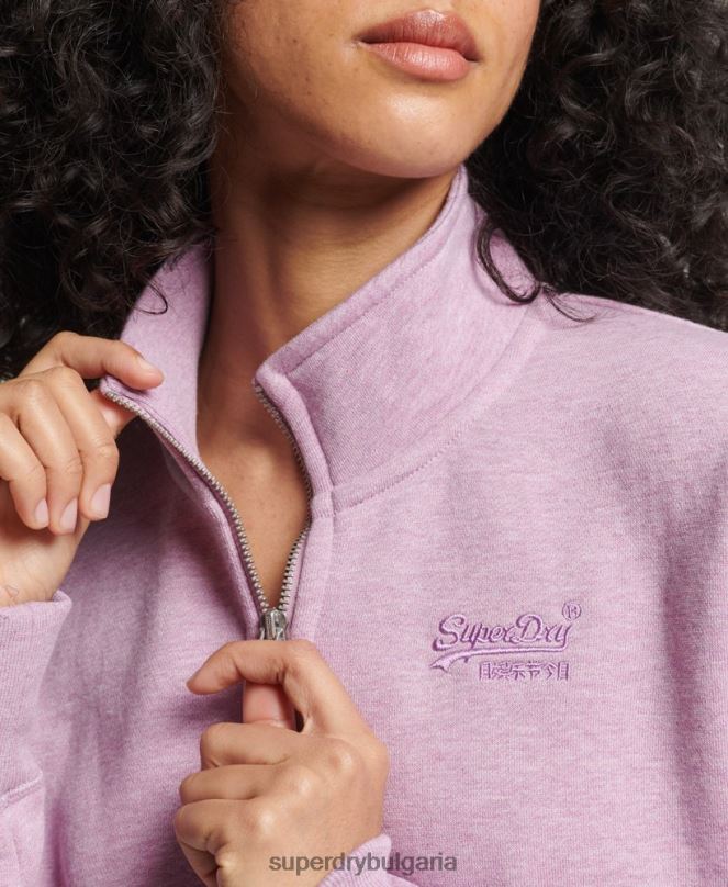 Superdry облекло N00H5926 лилаво Жени органичен памук ретро лого henley суичър