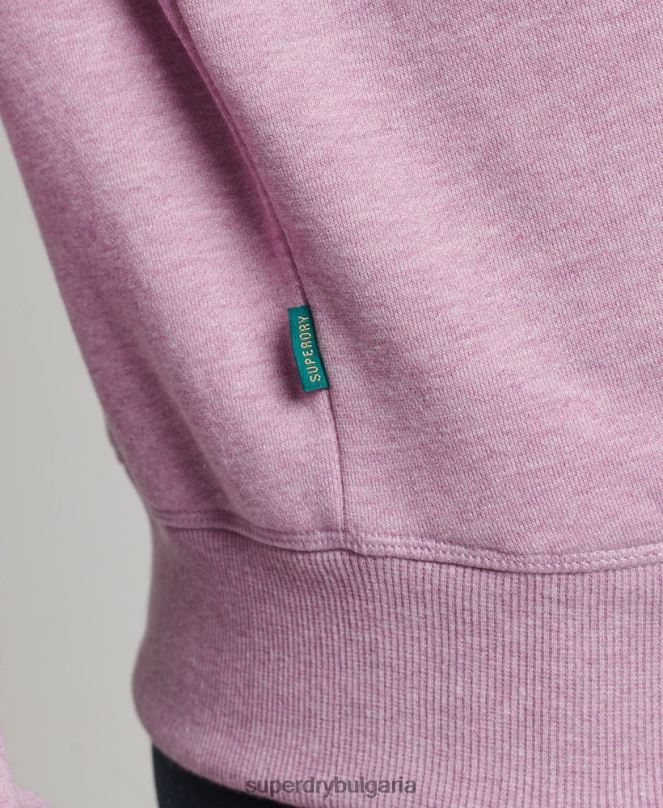 Superdry облекло N00H5926 лилаво Жени органичен памук ретро лого henley суичър