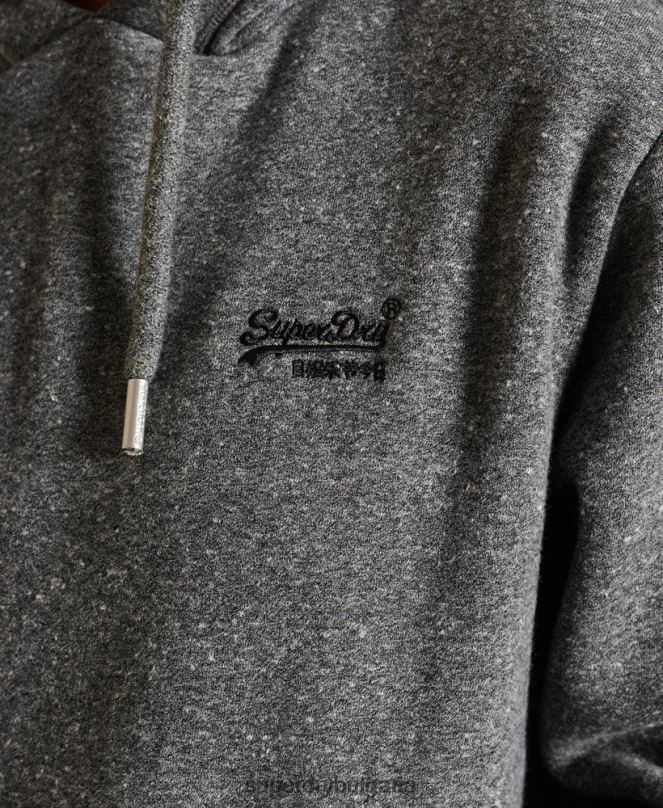 Superdry облекло N00H5929 тъмно сив Жени свободна ретро качулка с бродирано лого