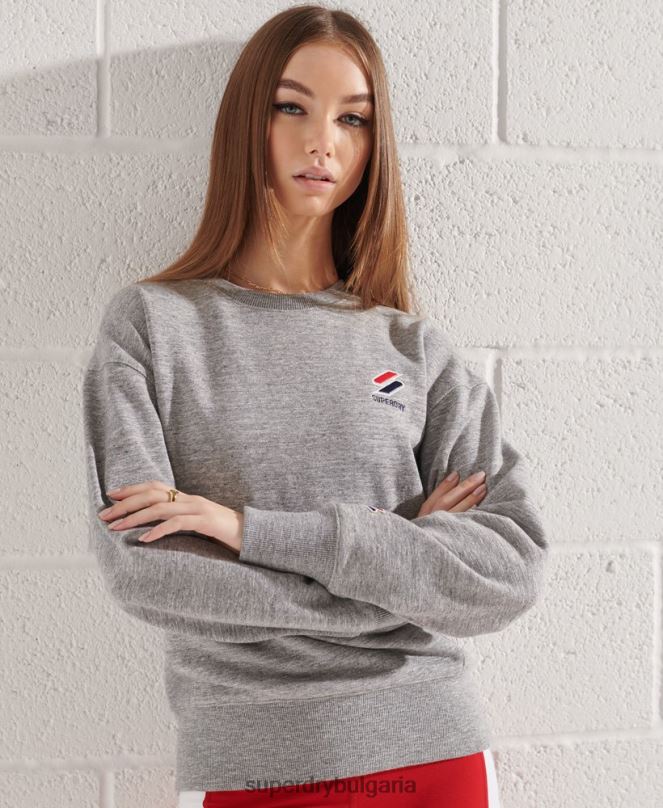 Superdry облекло N00H5931 светло сив Жени спортен суитшърт от съществено значение за екипажа