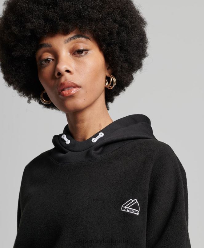 Superdry облекло N00H5932 черен Жени качулка от планински руно