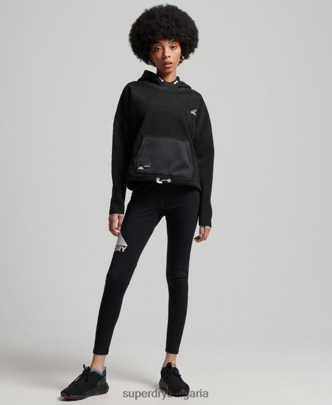 Superdry облекло N00H5932 черен Жени качулка от планински руно