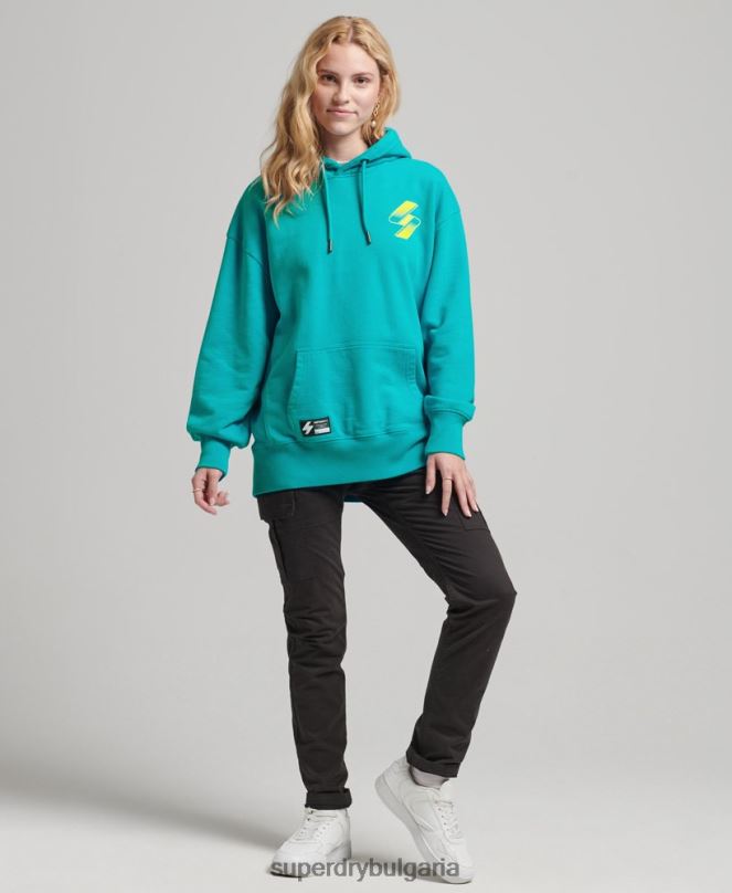 Superdry облекло N00H5933 син Жени Голяма качулка с лого на половин тон