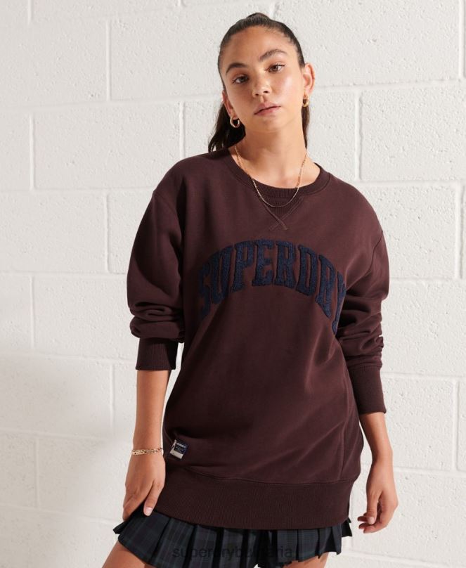 Superdry облекло N00H5935 червен Жени университетска арка свободен суичър за екипажа