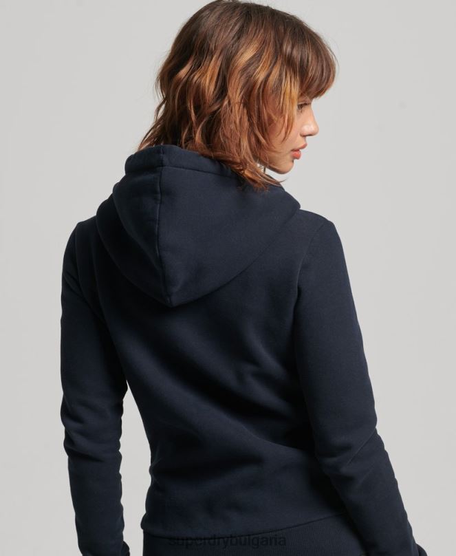 Superdry облекло N00H5936 военноморски флот Жени винтидж купър носталгичен суичър с цип