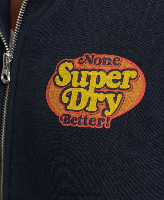 Superdry облекло N00H5936 военноморски флот Жени винтидж купър носталгичен суичър с цип