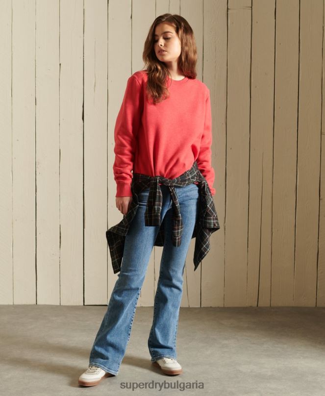 Superdry облекло N00H5940 червен Жени ретро суичър с лого от органичен памук