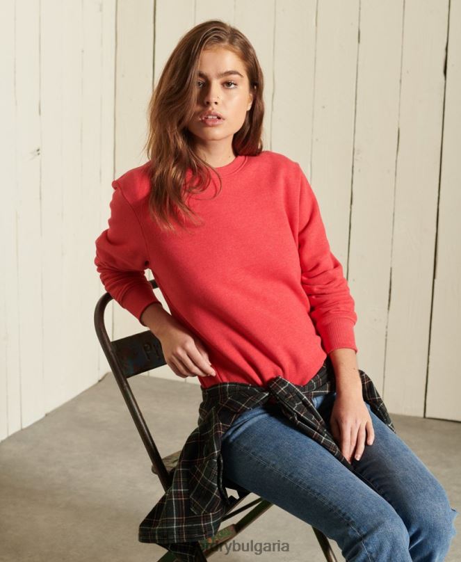 Superdry облекло N00H5940 червен Жени ретро суичър с лого от органичен памук