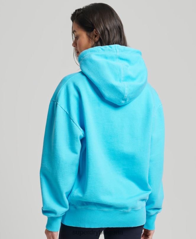 Superdry облекло N00H5941 тюркоаз Жени кодово лого на дреха боядисана голяма качулка