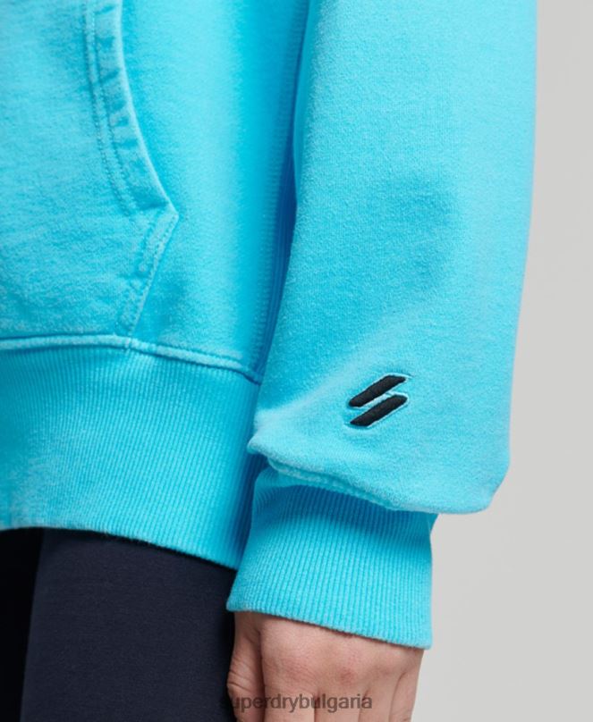 Superdry облекло N00H5941 тюркоаз Жени кодово лого на дреха боядисана голяма качулка