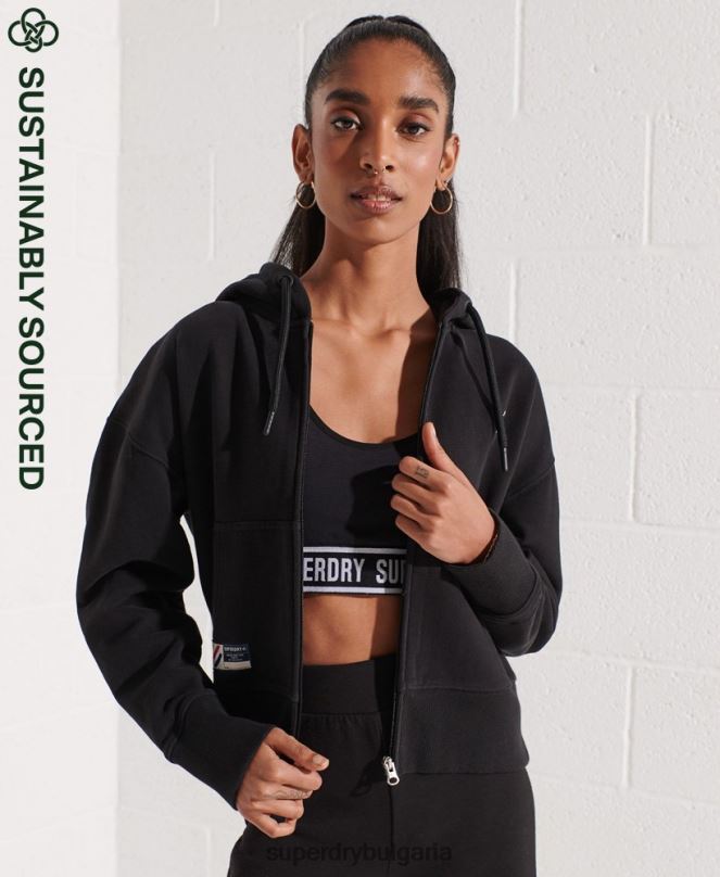 Superdry облекло N00H5944 черен Жени суичър с цип с код