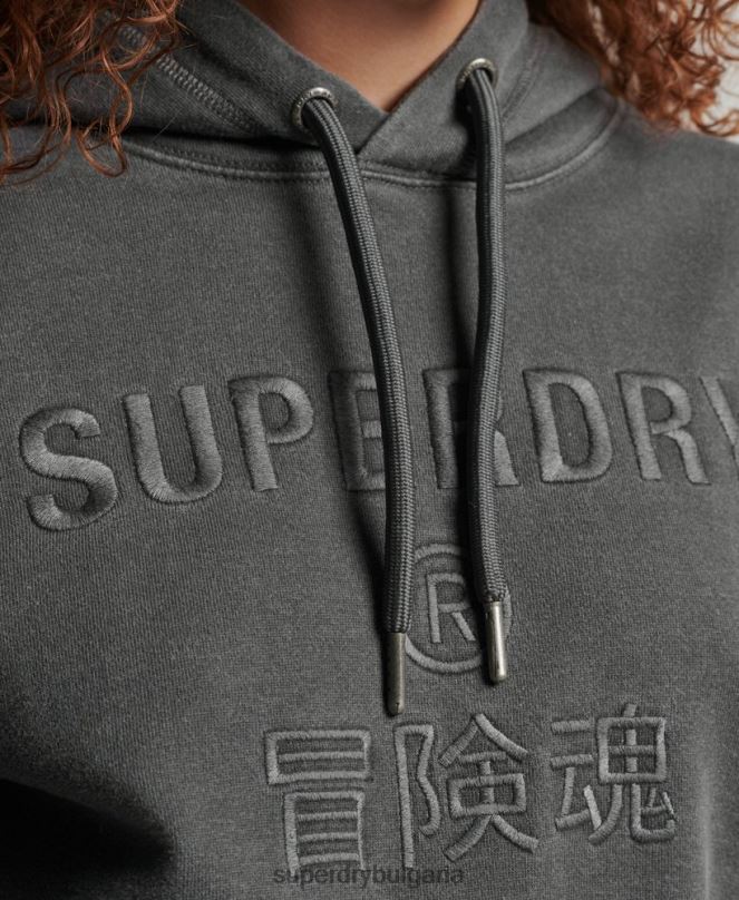 Superdry облекло N00H5950 черен Жени кодово лого на дреха боядисана голяма качулка