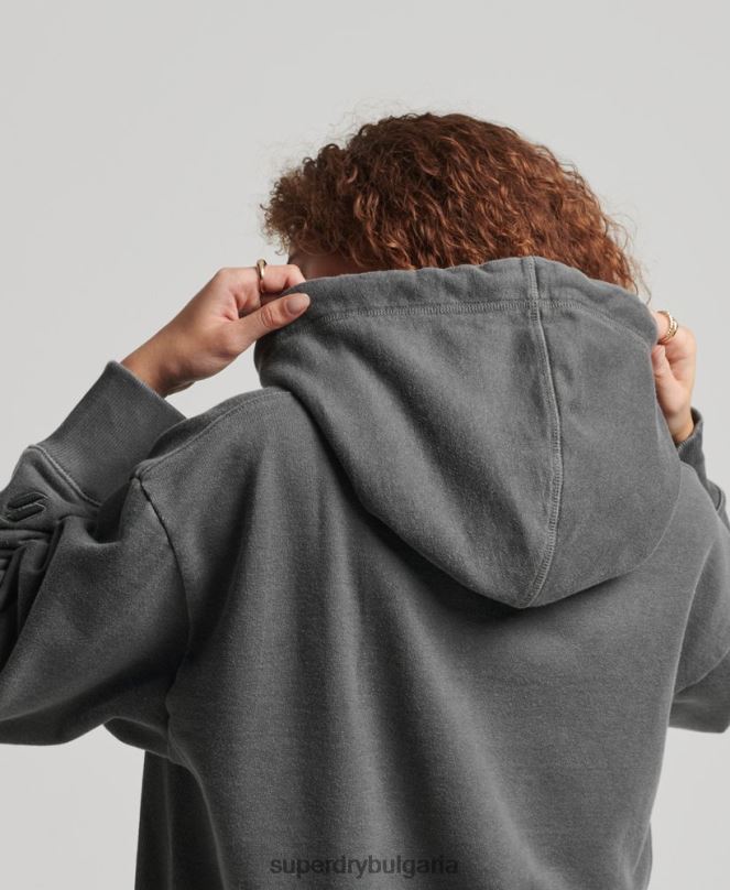 Superdry облекло N00H5950 черен Жени кодово лого на дреха боядисана голяма качулка
