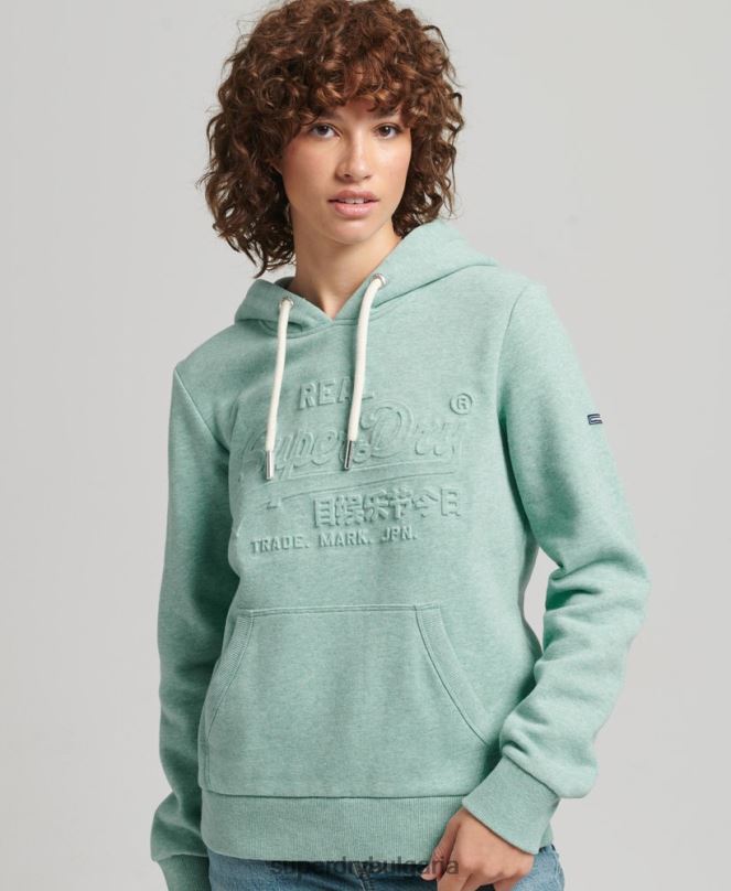 Superdry облекло N00H5952 тюркоаз Жени суичър с релефно графично лого