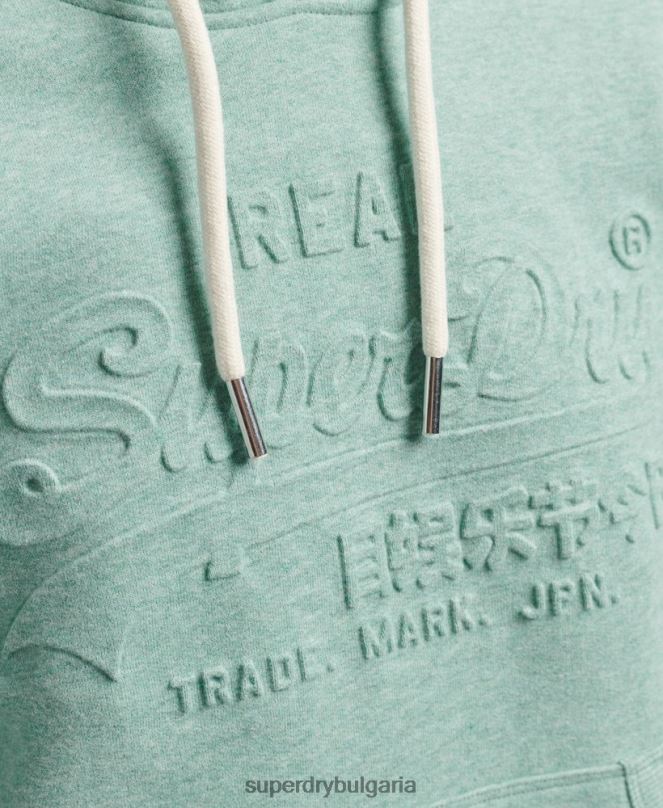 Superdry облекло N00H5952 тюркоаз Жени суичър с релефно графично лого