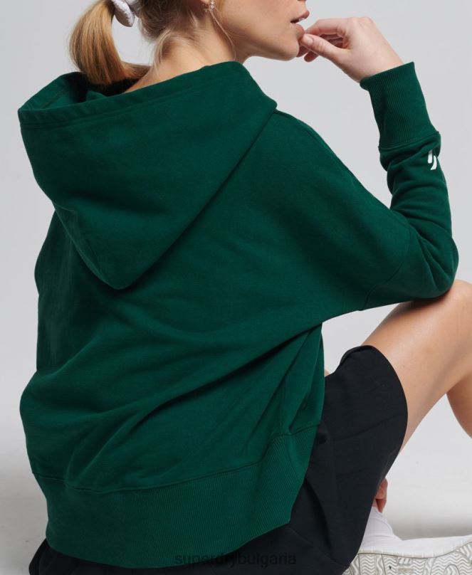 Superdry облекло N00H5955 зелено Жени код core sport crop box hoodie
