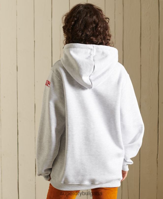 Superdry облекло N00H5956 светло сив Жени бохо графика ана качулка