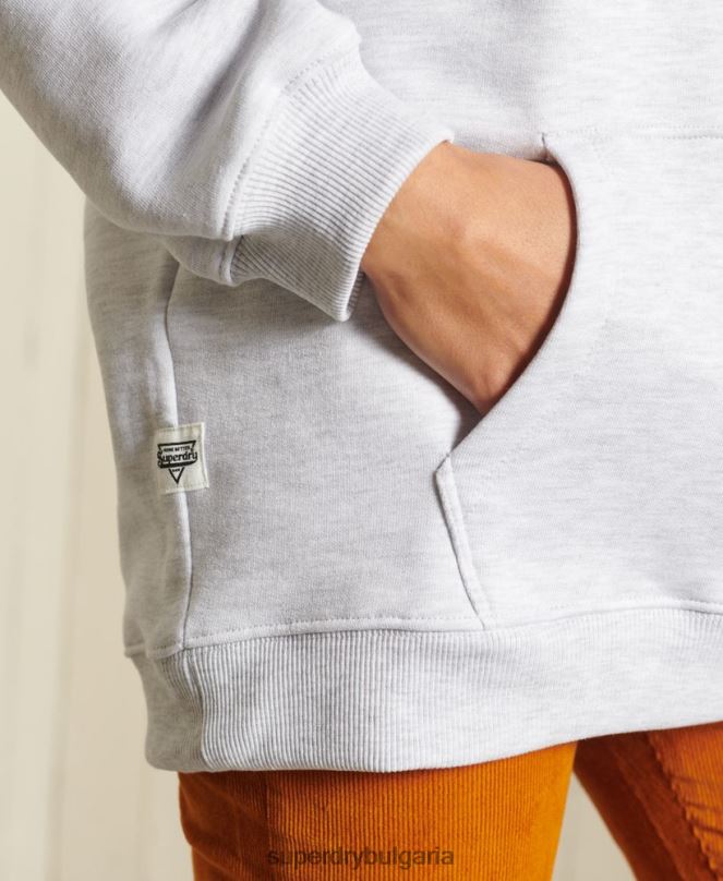 Superdry облекло N00H5956 светло сив Жени бохо графика ана качулка