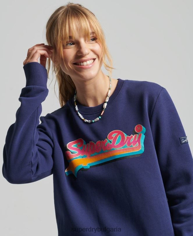 Superdry облекло N00H5958 военноморски флот Жени сезонен суичър с ретро лого