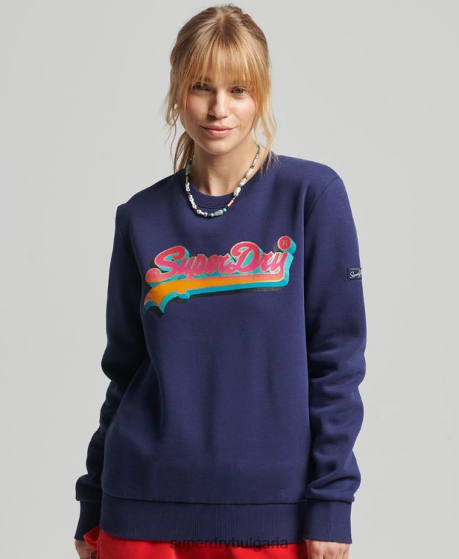 Superdry облекло N00H5958 военноморски флот Жени сезонен суичър с ретро лого
