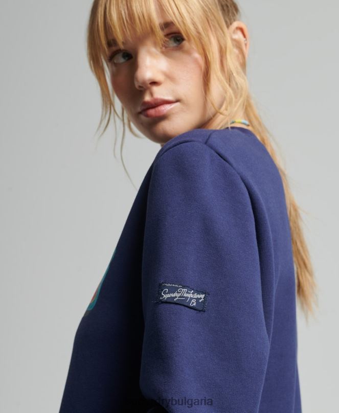 Superdry облекло N00H5958 военноморски флот Жени сезонен суичър с ретро лого