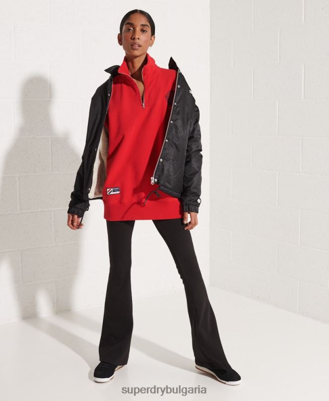 Superdry облекло N00H5959 червен Жени Голямо горнище с половин цип за градски колеж