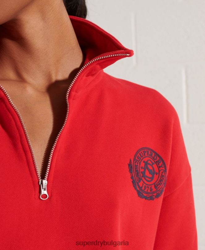 Superdry облекло N00H5959 червен Жени Голямо горнище с половин цип за градски колеж