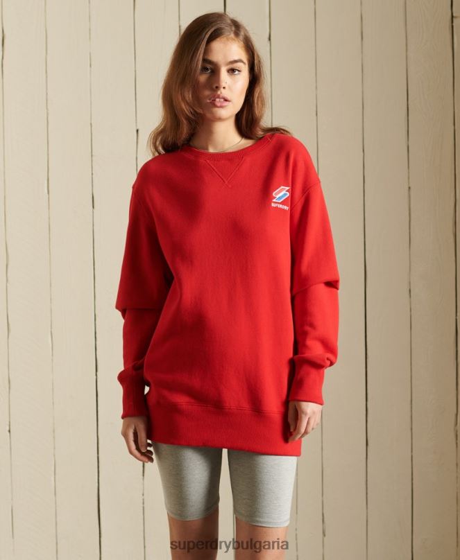 Superdry облекло N00H5961 червен Жени есенциален голям суичър за екипажа