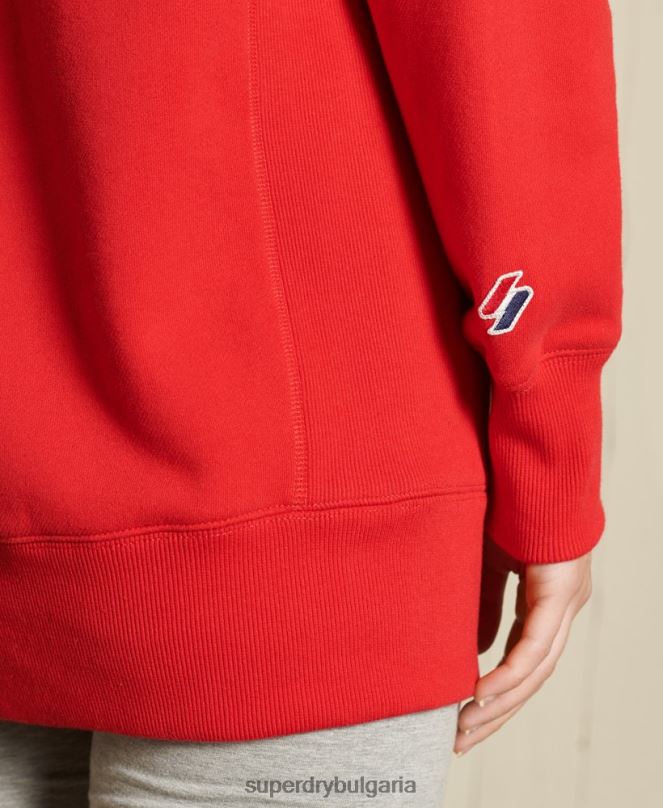 Superdry облекло N00H5961 червен Жени есенциален голям суичър за екипажа