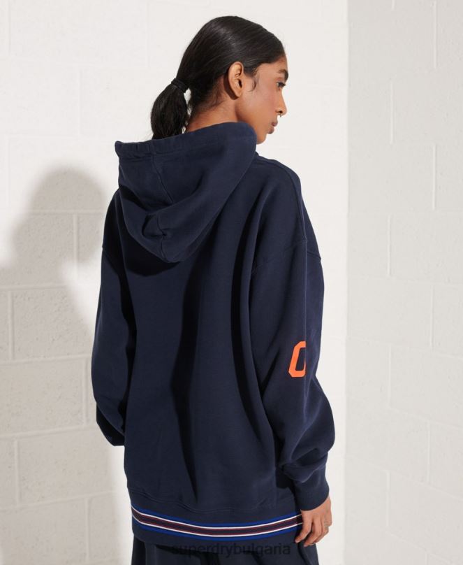 Superdry облекло N00H5964 военноморски флот Жени извънгабаритна суичър с качулка