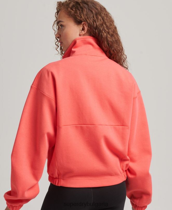 Superdry облекло N00H5965 корал Жени суичър с половин цип tech batwing