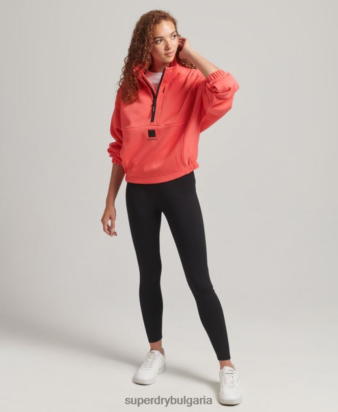 Superdry облекло N00H5965 корал Жени суичър с половин цип tech batwing
