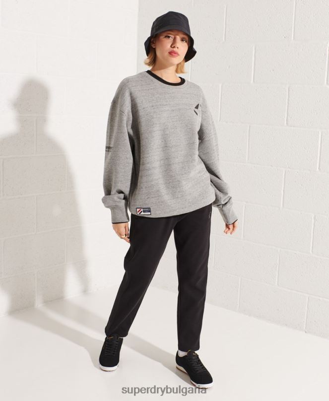 Superdry облекло N00H5966 светло сив Жени зачеркнат огромен суичър на екипажа