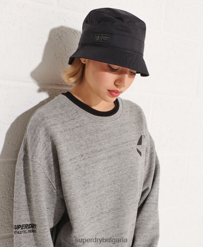 Superdry облекло N00H5966 светло сив Жени зачеркнат огромен суичър на екипажа