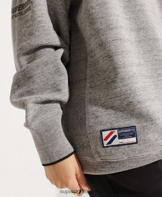 Superdry облекло N00H5966 светло сив Жени зачеркнат огромен суичър на екипажа