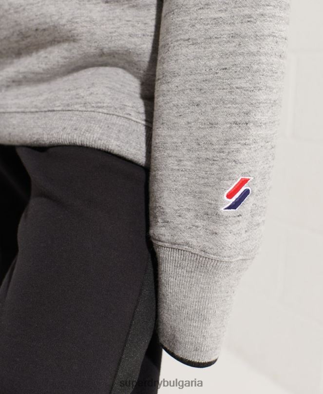 Superdry облекло N00H5966 светло сив Жени зачеркнат огромен суичър на екипажа