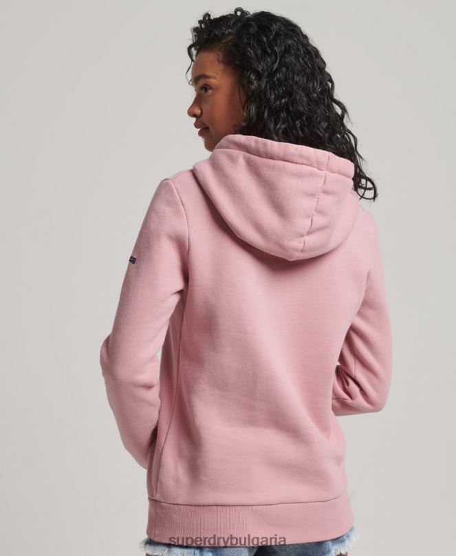 Superdry облекло N00H5967 розово Жени качулка с лого от органичен памук