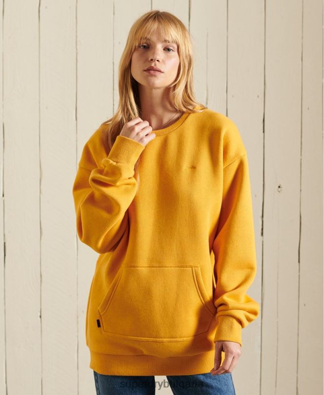 Superdry облекло N00H5969 жълто Жени ретро суичър с бродирано лого с джобове