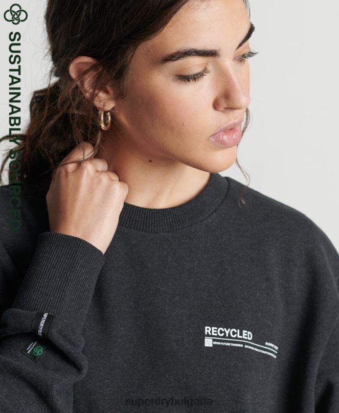 Superdry облекло N00H5970 черен Жени рециклиран микро горен суитшърт crew