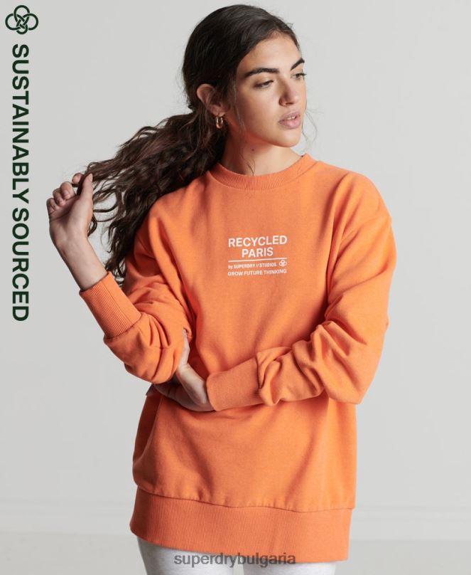 Superdry облекло N00H5971 оранжево Жени рециклиран суитшърт city crew