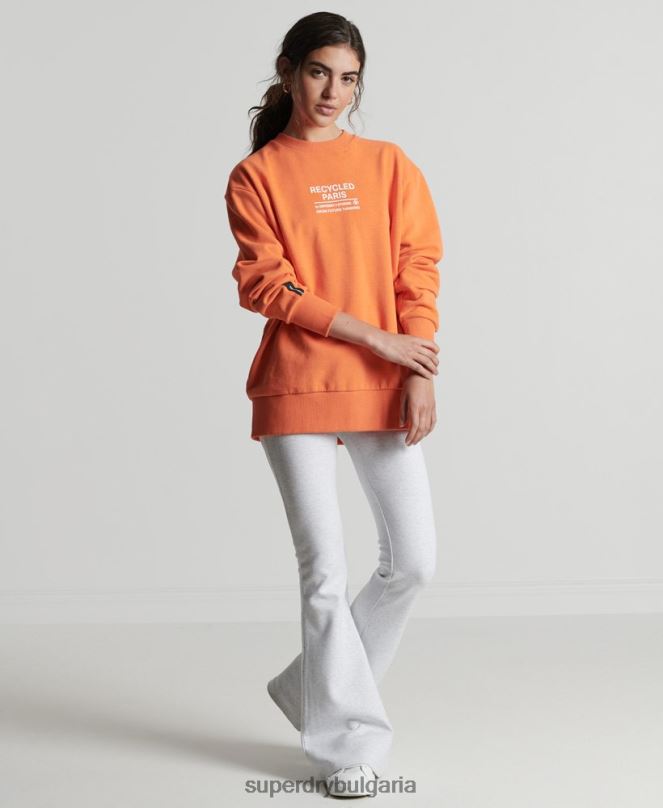 Superdry облекло N00H5971 оранжево Жени рециклиран суитшърт city crew
