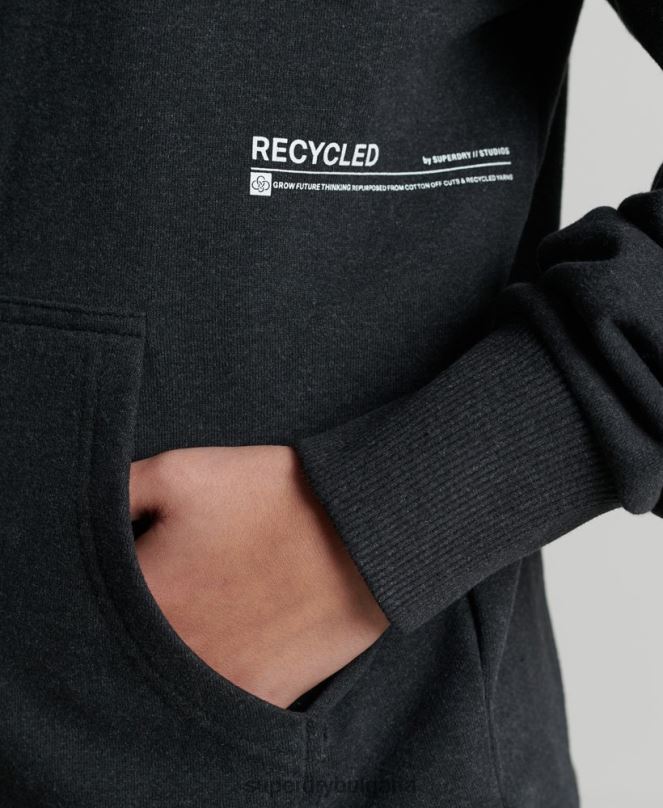 Superdry облекло N00H5973 черен Жени рециклирана микро средна качулка