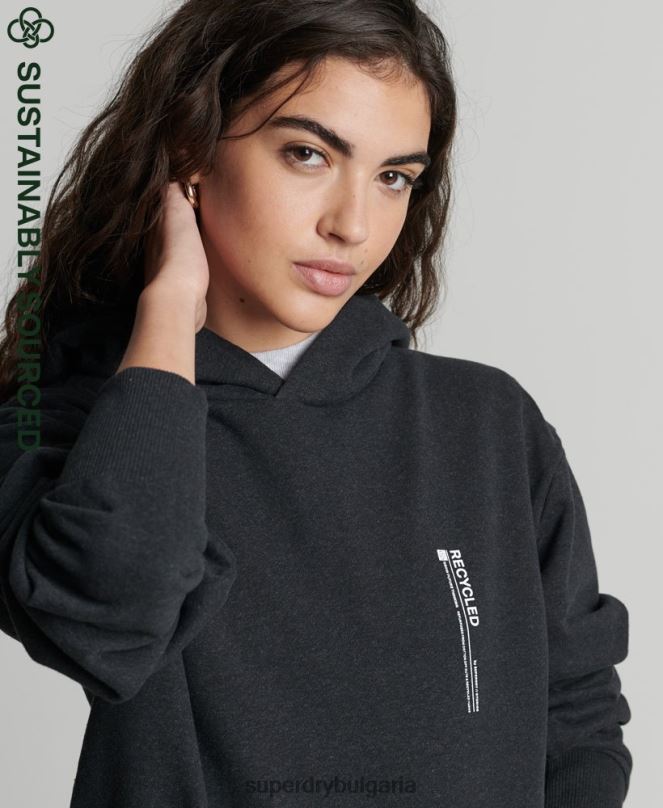 Superdry облекло N00H5974 черен Жени рециклирана микро странична качулка