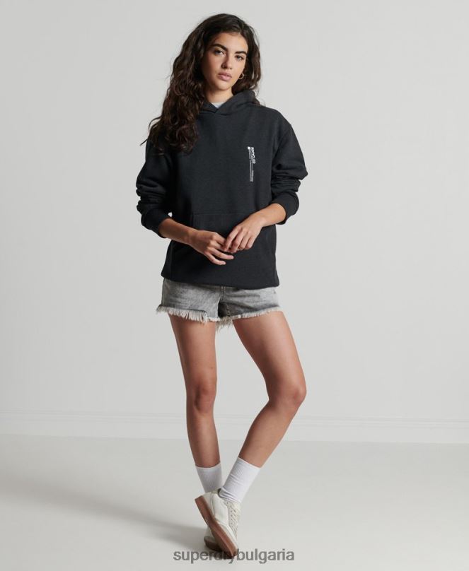 Superdry облекло N00H5974 черен Жени рециклирана микро странична качулка