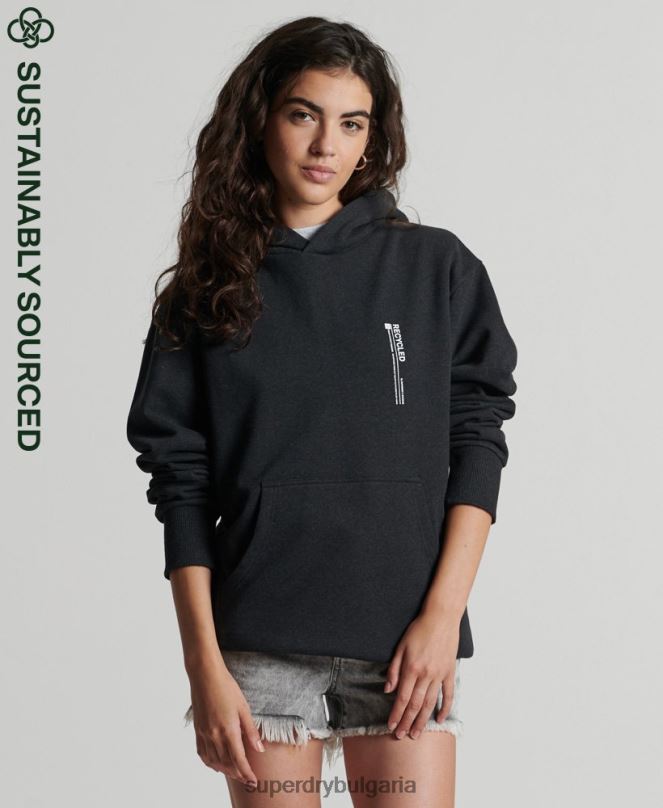 Superdry облекло N00H5974 черен Жени рециклирана микро странична качулка