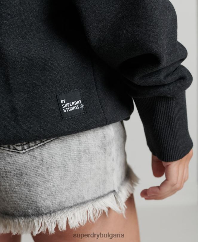 Superdry облекло N00H5974 черен Жени рециклирана микро странична качулка