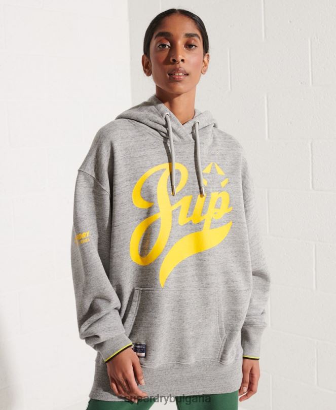 Superdry облекло N00H5976 светло сив Жени извънгабаритна суичър с качулка